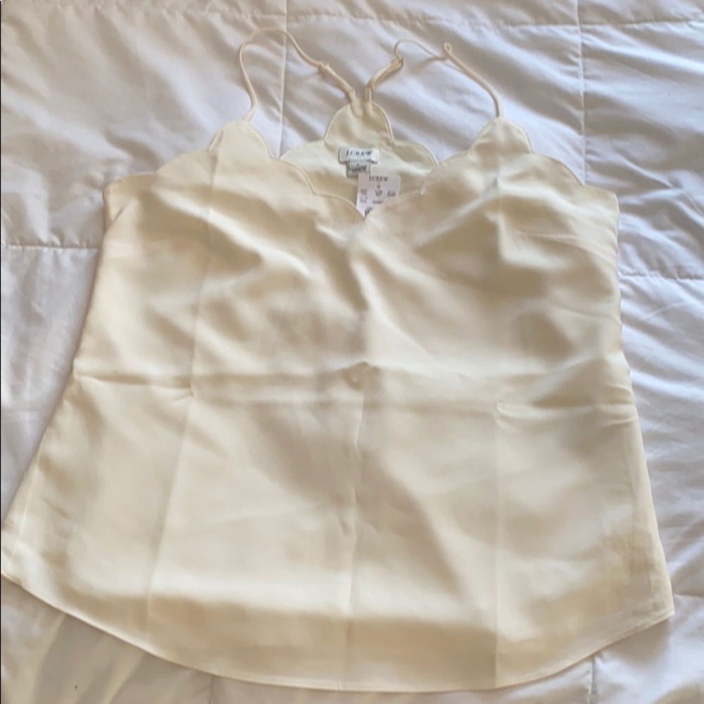 NWT J. Crew Scalloped Cami - White